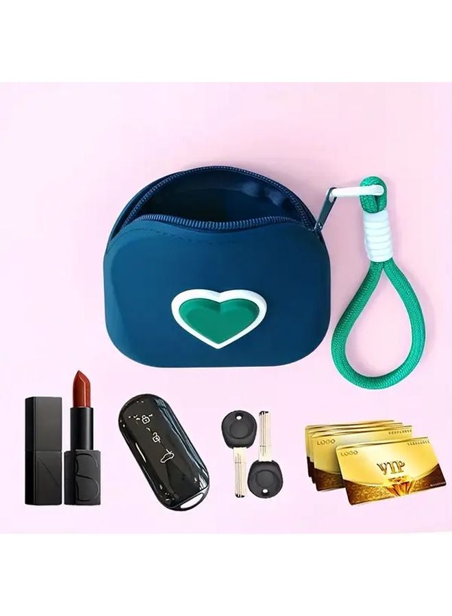 Green Mini Heart Shaped Silicone Wallet Coin Purse Portable Storage For Lipstick Keys Cards - Image 5